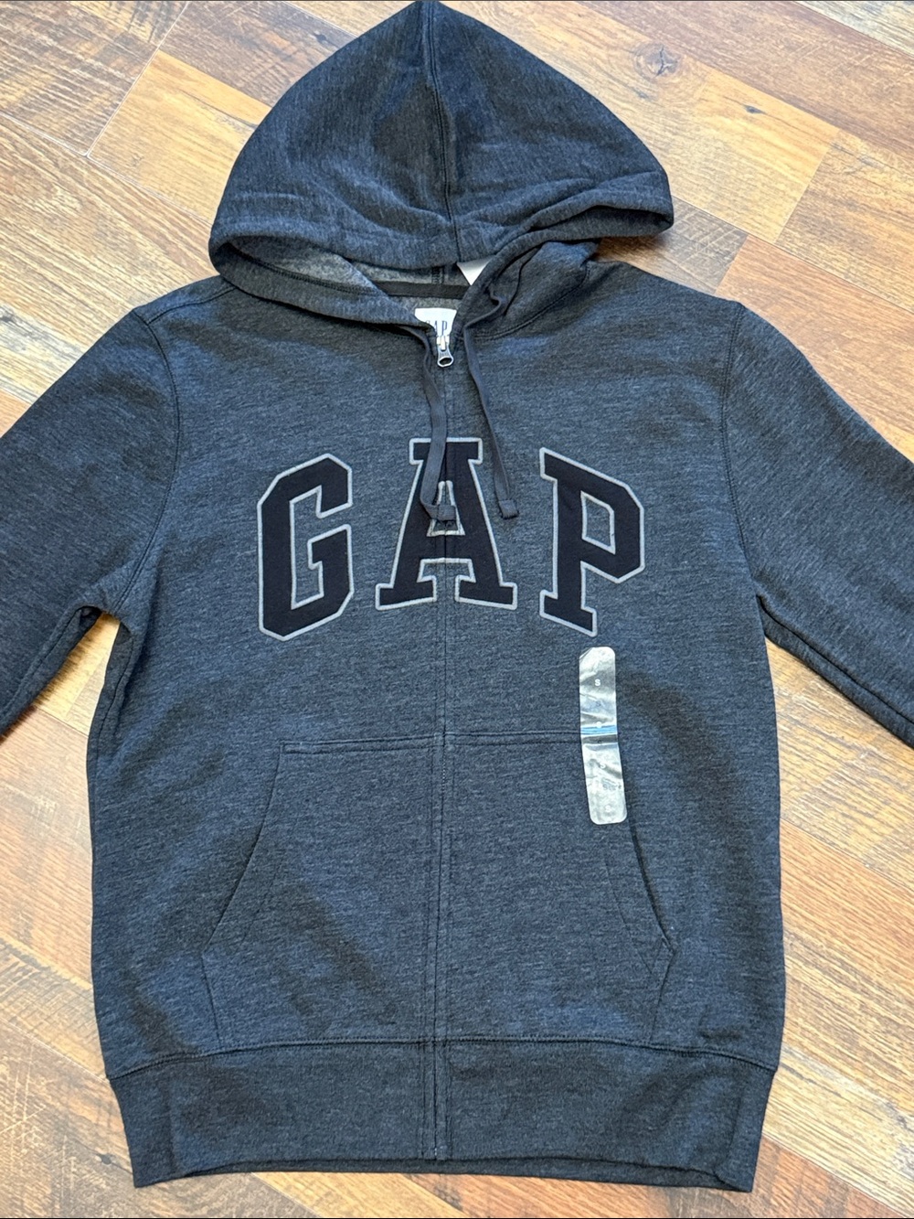NWT GAP Heritage Logo Full Zip Hoodie Charcoal Gray Men’s Small
